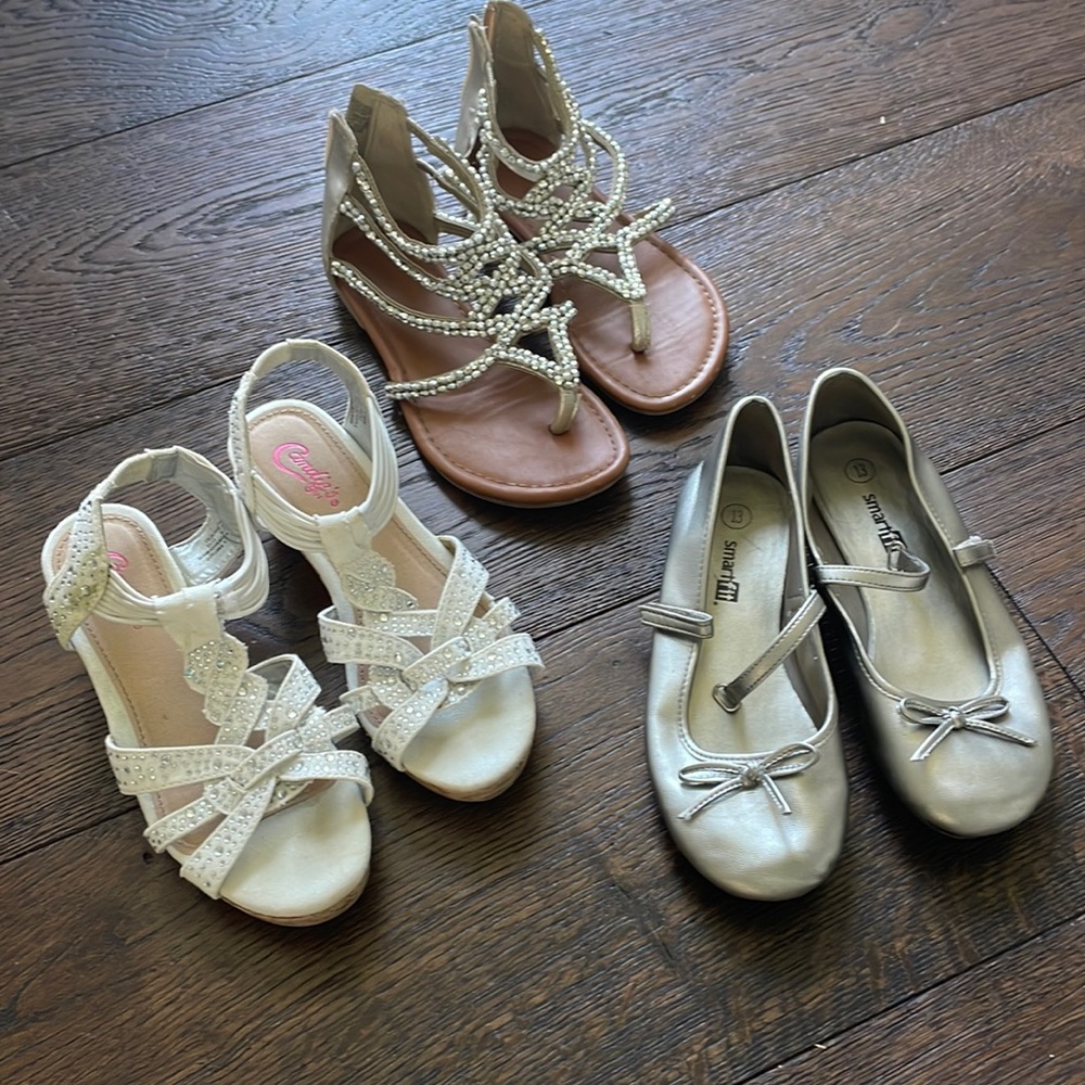 3 pair girls shoes size 13